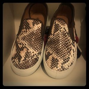 Snake skin slip ons